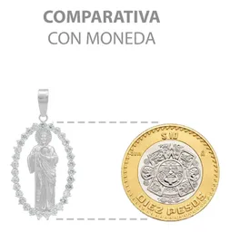 Dije Medalla San Judas Plata 925 Zirconias Transparentes para Hombre - Imagen 8