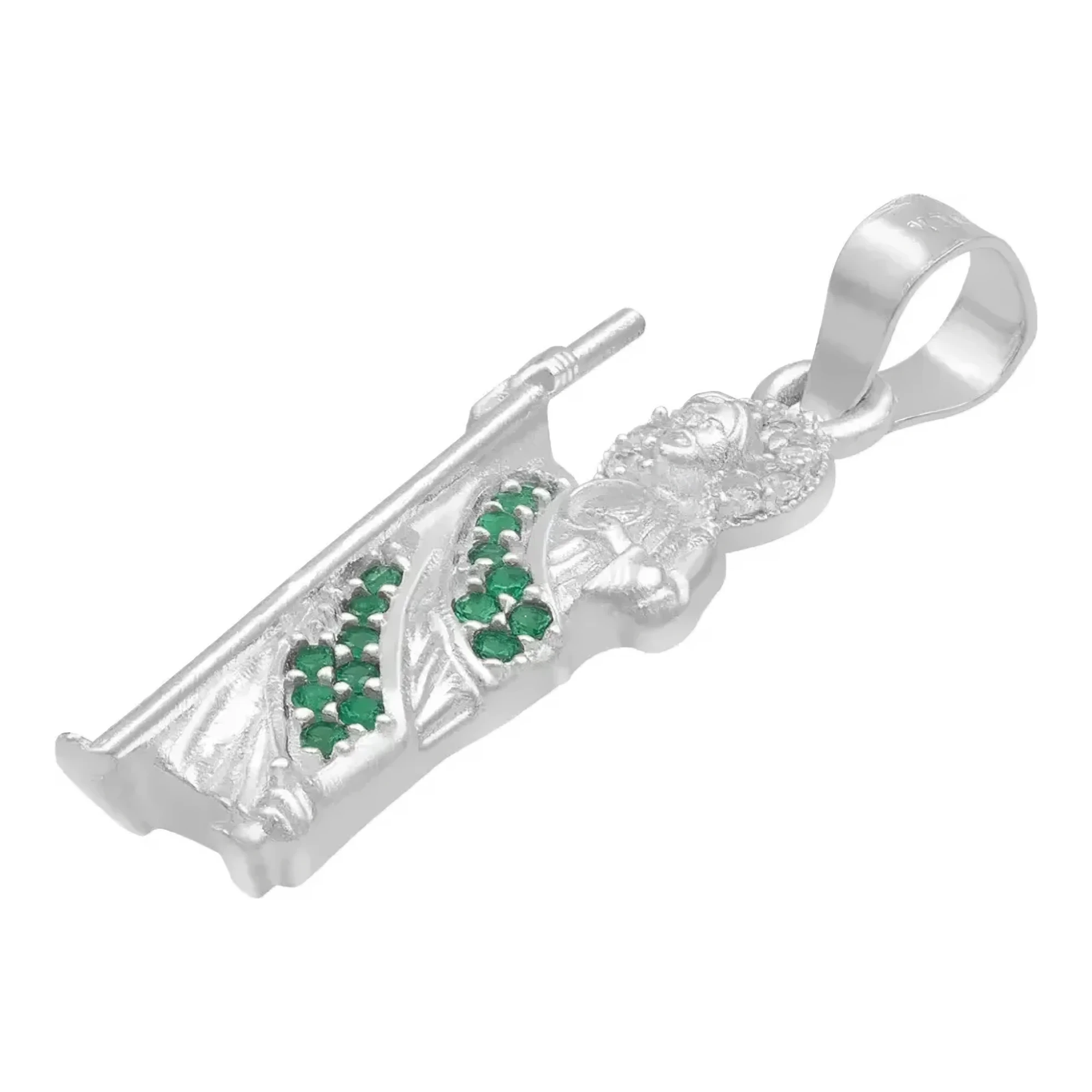 Dije Medalla San Judas Tadeo de Plata .925 con Zirconia Verde 30x9 mm - Imagen 4