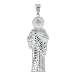 Dije de San Judas Tadeo en Plata .925 con Zirconias Verdes - Imagen 2