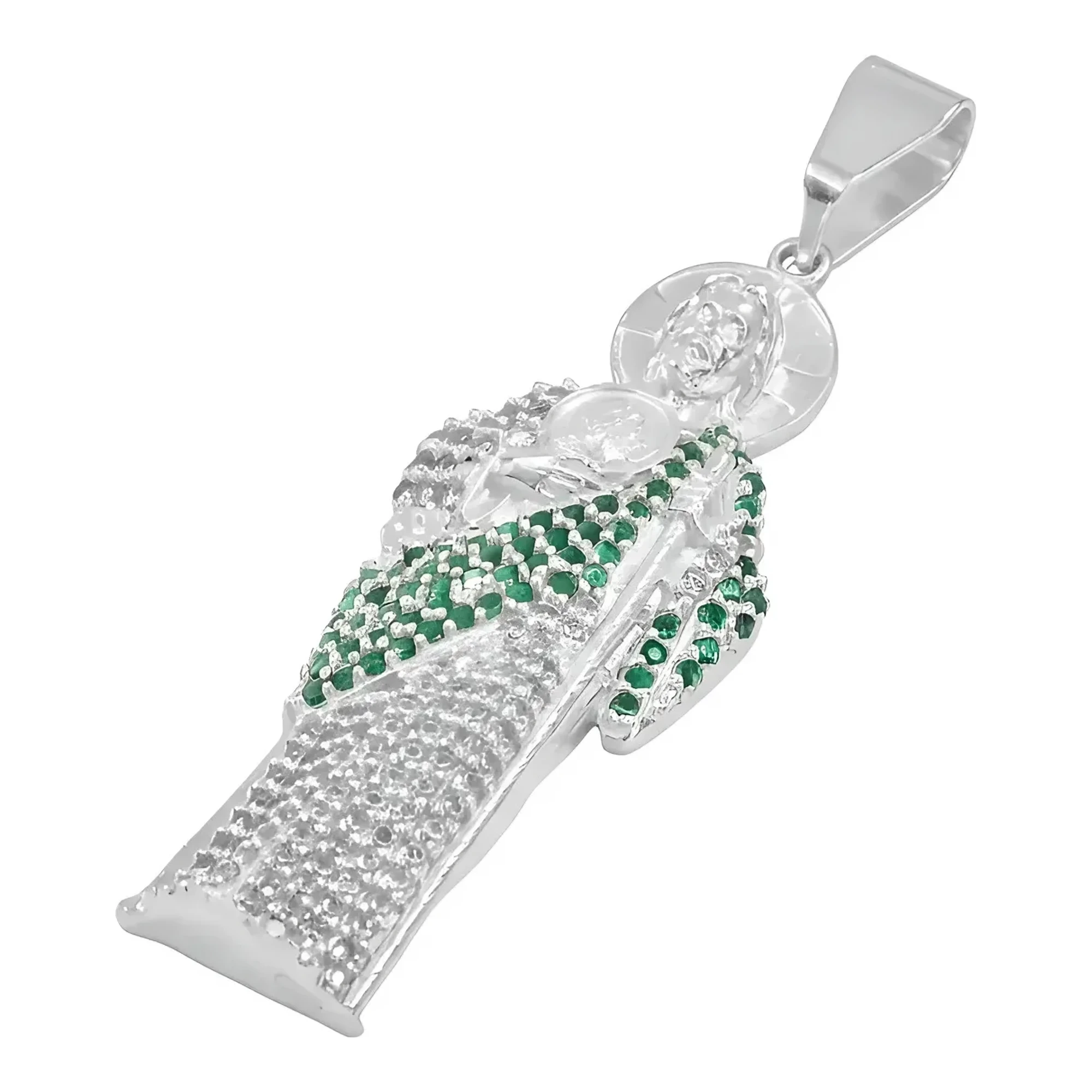 Dije de San Judas Tadeo en Plata .925 con Zirconias Verdes - Imagen 4