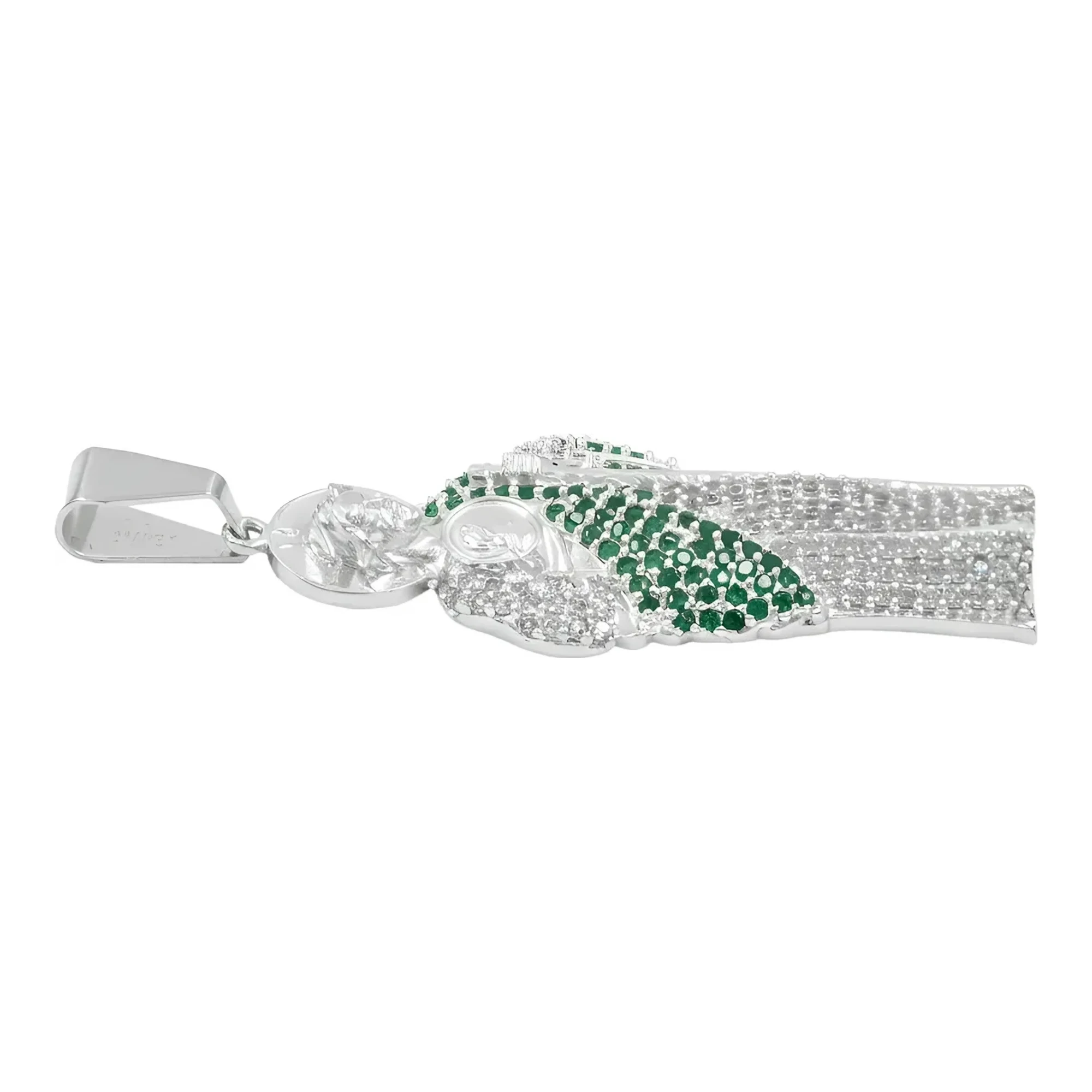 Dije de San Judas Tadeo en Plata .925 con Zirconias Verdes - Imagen 6