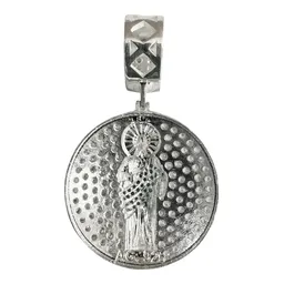 Dije Medalla San Judas Tadeo de Plata .925 con Zirconia Verde - Imagen 3