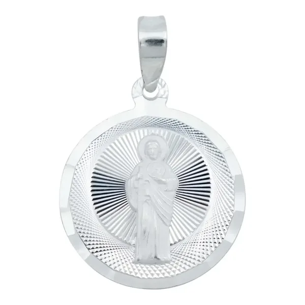 Dije Medalla San Judas Tadeo Plata 925 Diamantada Modelo 2171 - Imagen 1