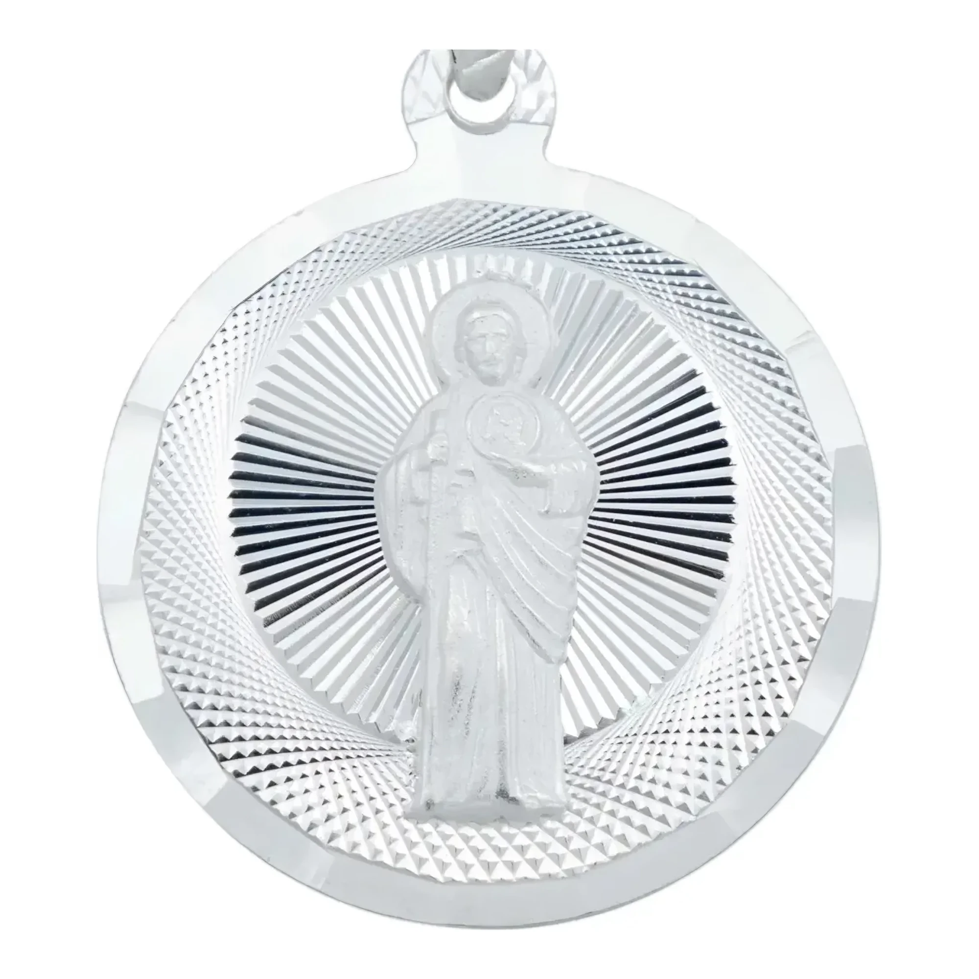 Dije Medalla San Judas Tadeo de Plata .925 Diamantada 10 mm - Imagen 2