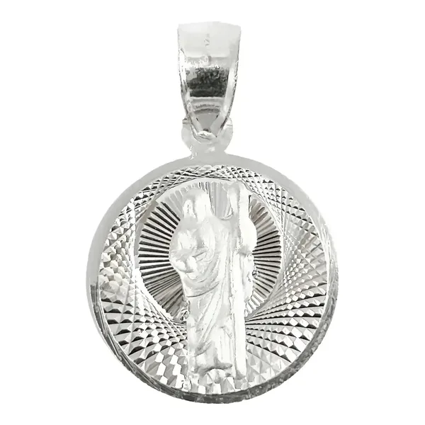 Dije Medalla San Judas Tadeo Plata 925 Diamantada - Imagen 1