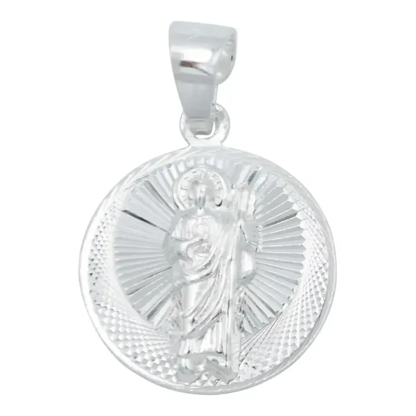 Dije Medalla San Judas Tadeo Plata 925 Diamantada Modelo 2173 - Imagen 1