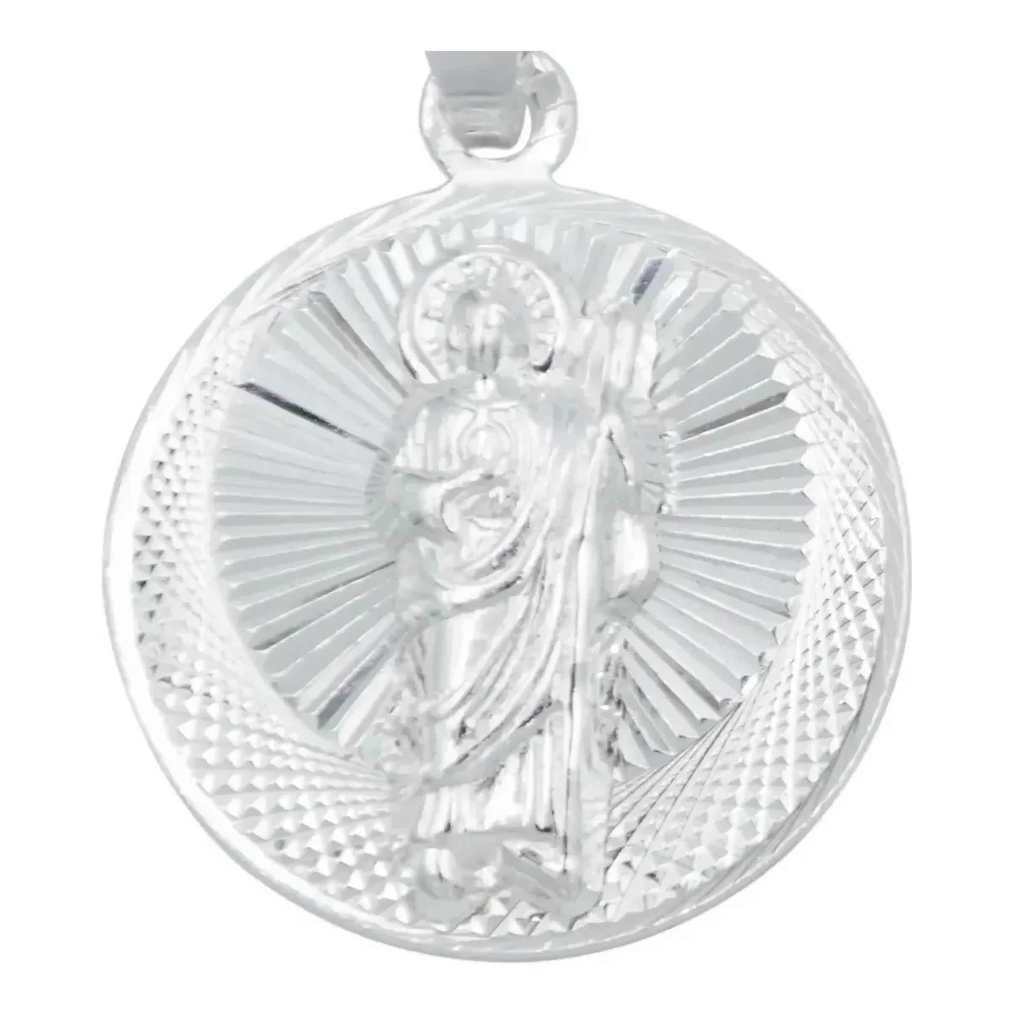 Dije Medalla San Judas Tadeo de Plata .925 Diamantada 30x20 mm - Imagen 2