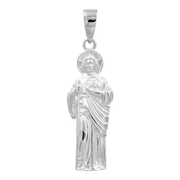 Dije Medalla San Judas Tadeo Plata 925 Liso Modelo 2414 - Imagen 1