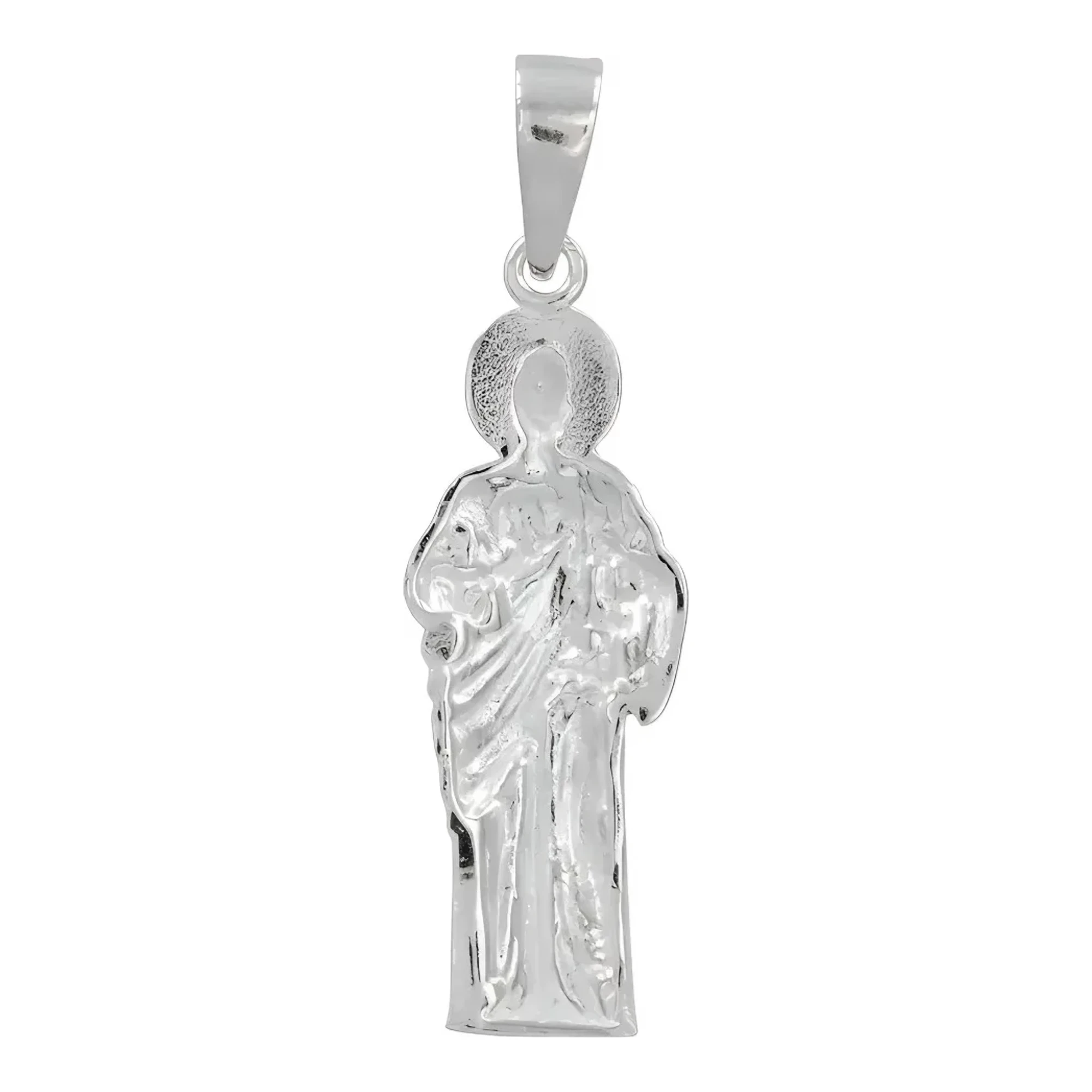 Dije Medalla San Judas Tadeo de Plata .925 Lisa 50 mm - Imagen 2