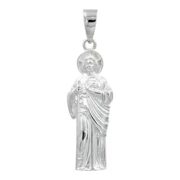 Dije Medalla San Judas Tadeo de Plata .925 Lisa 55x16 mm - Imagen 1