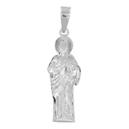 Dije Medalla San Judas Tadeo de Plata .925 Lisa 55x16 mm - Imagen 2
