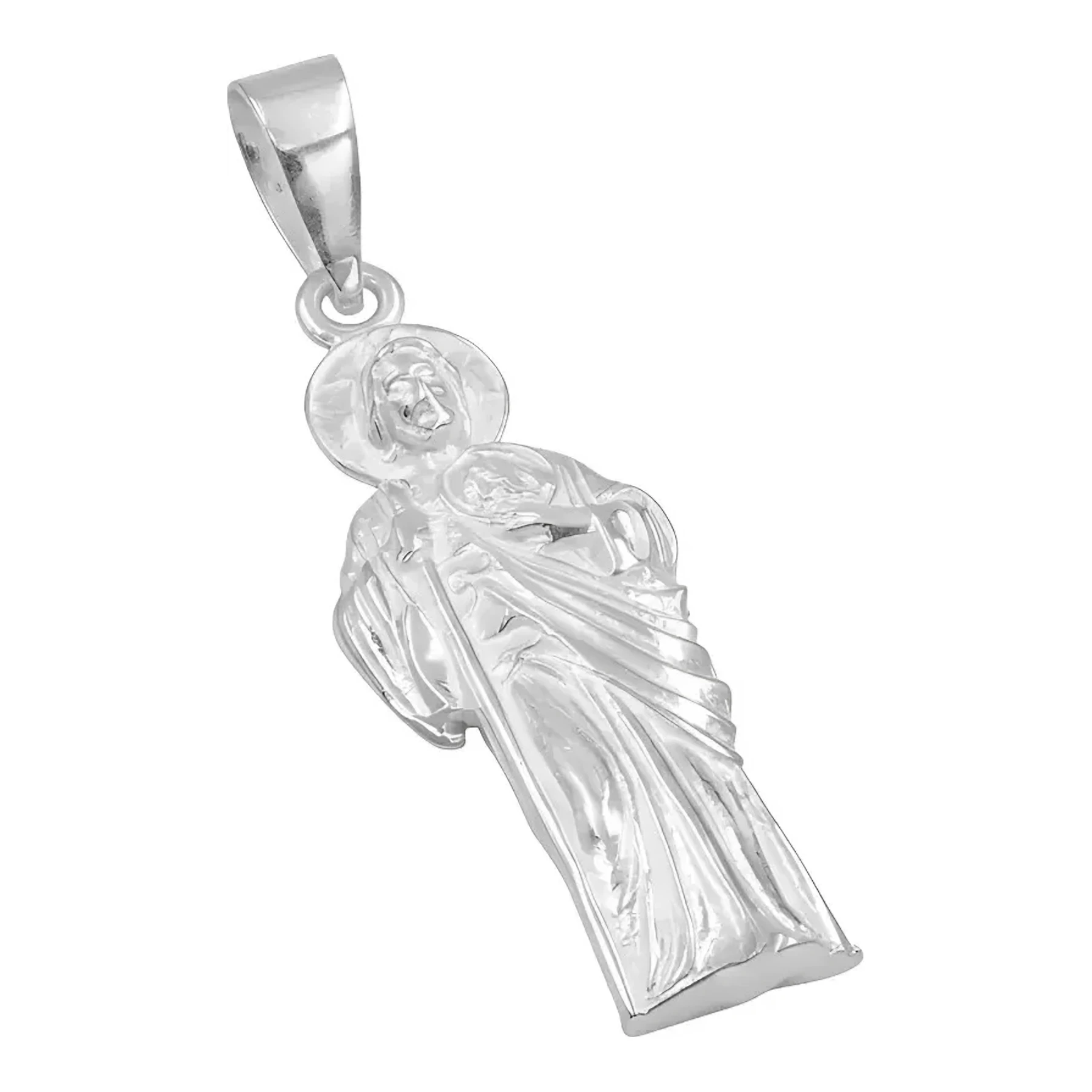 Dije Medalla San Judas Tadeo de Plata .925 Lisa 55x16 mm - Imagen 3