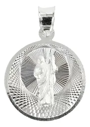 Dije Medalla San Judas Tadeo Plata .925 Acabado Diamantado Modelo 1285 - Imagen 1