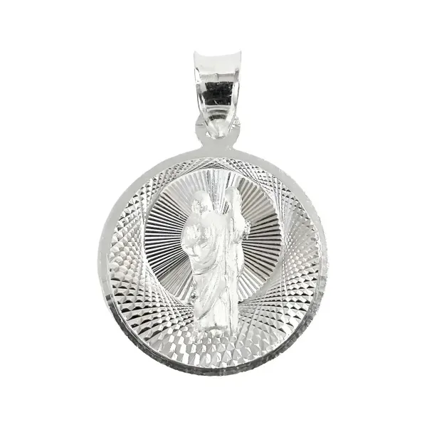 Dije Medalla San Judas Tadeo Plata .925 Acabado Diamantado - Imagen 1