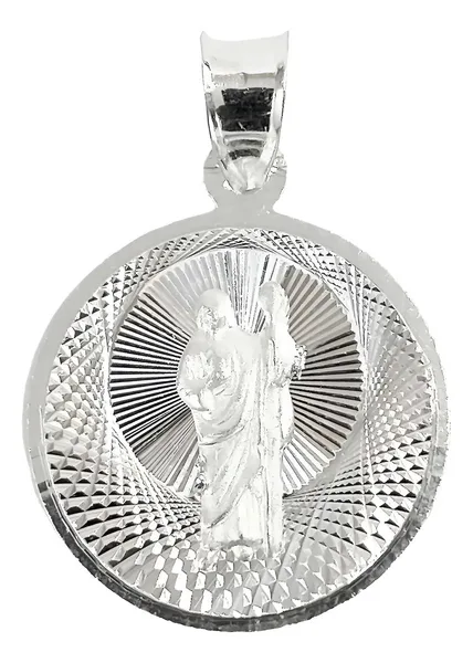 Dije Medalla San Judas Tadeo Plata .925 Acabado Diamantado - Imagen 1