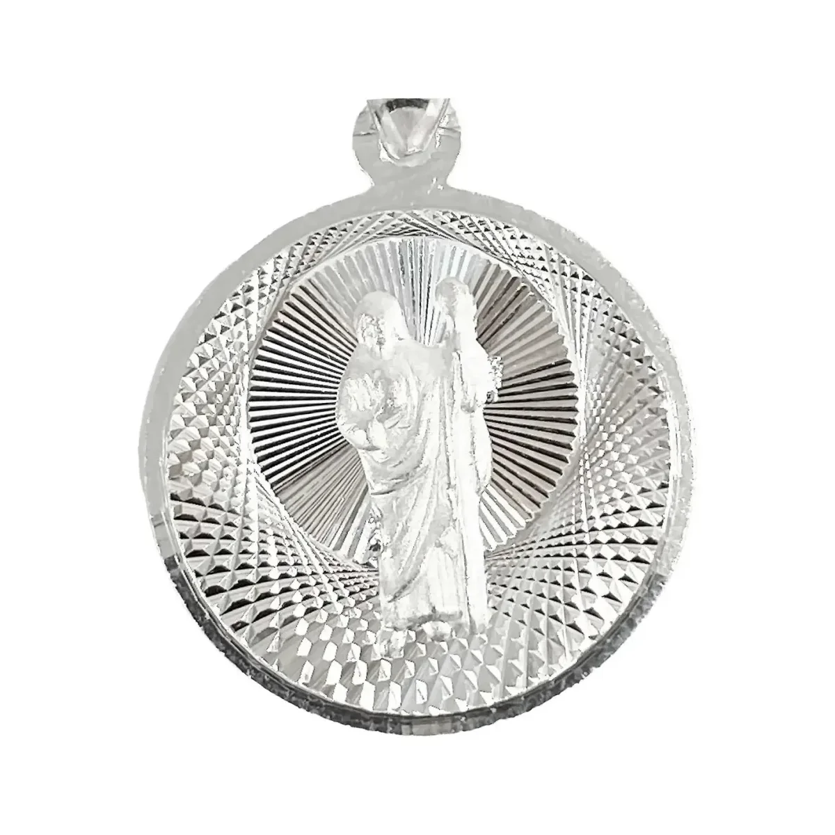Dije Medalla San Judas Tadeo Plata .925 Acabado Diamantado Modelo 1285 - Imagen 2