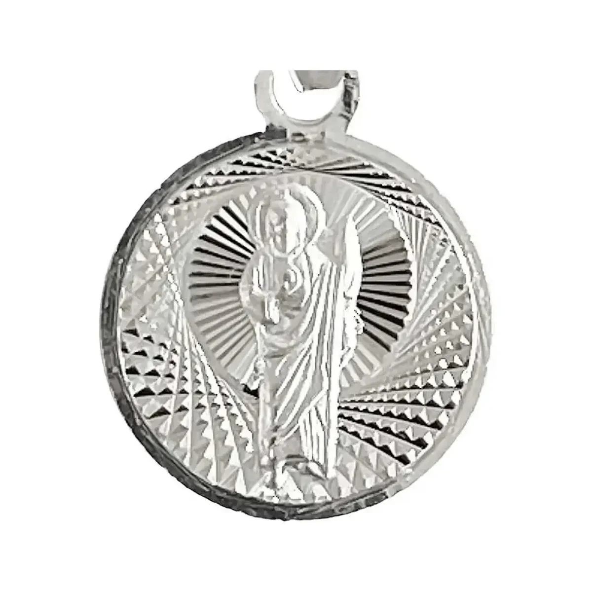 Dije Medalla San Judas Tadeo de Plata .925 Diamantado 22x14 mm - Imagen 3