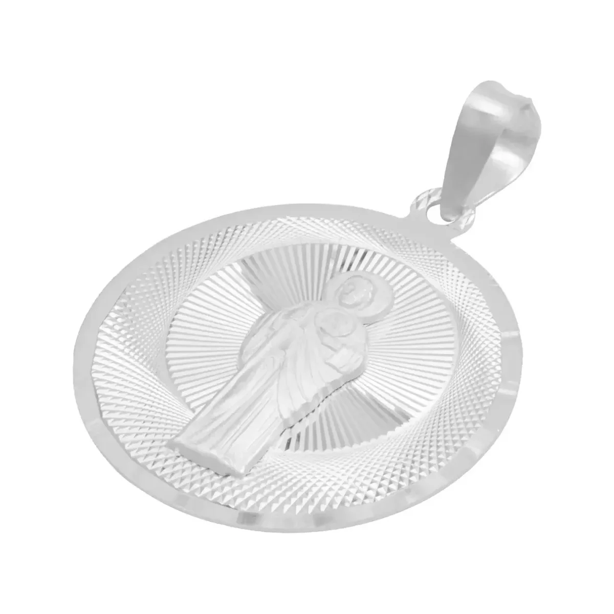 Dije Medalla San Judas Tadeo Plata 925 Acabado Diamantado Modelo 2190 - Imagen 3