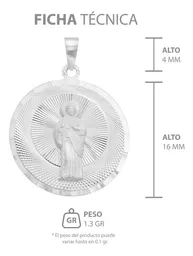 Dije Medalla San Judas Tadeo Plata 925 Acabado Diamantado Modelo 2190 - Imagen 6