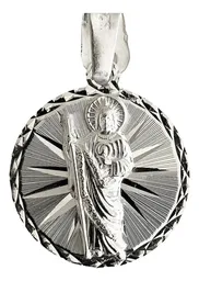 Dije Medalla San Judas Tadeo Plata 925 Acabado Diamantado Modelo 961 - Imagen 2