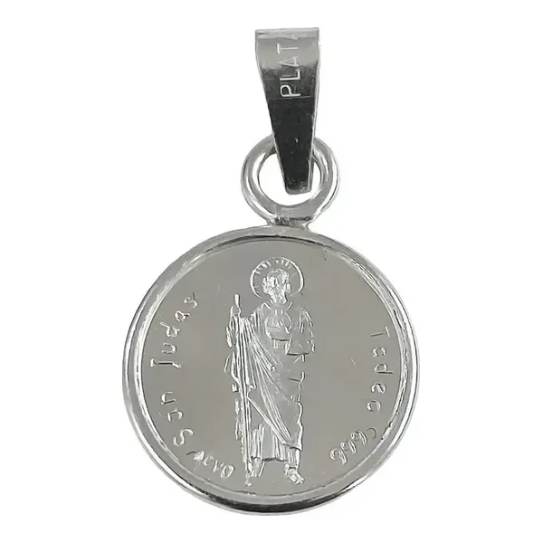 Dije Medalla San Judas Tadeo Plata 925 Acabado Pulido Diseño Religioso - Imagen 1
