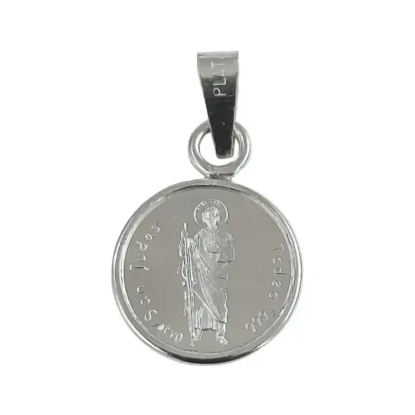 Dije Medalla San Judas Tadeo Plata 925 Acabado Pulido Diseño Religioso - Imagen 1