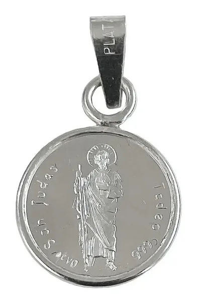 Dije Medalla San Judas Tadeo Plata 925 Acabado Pulido Diseño Religioso - Imagen 1