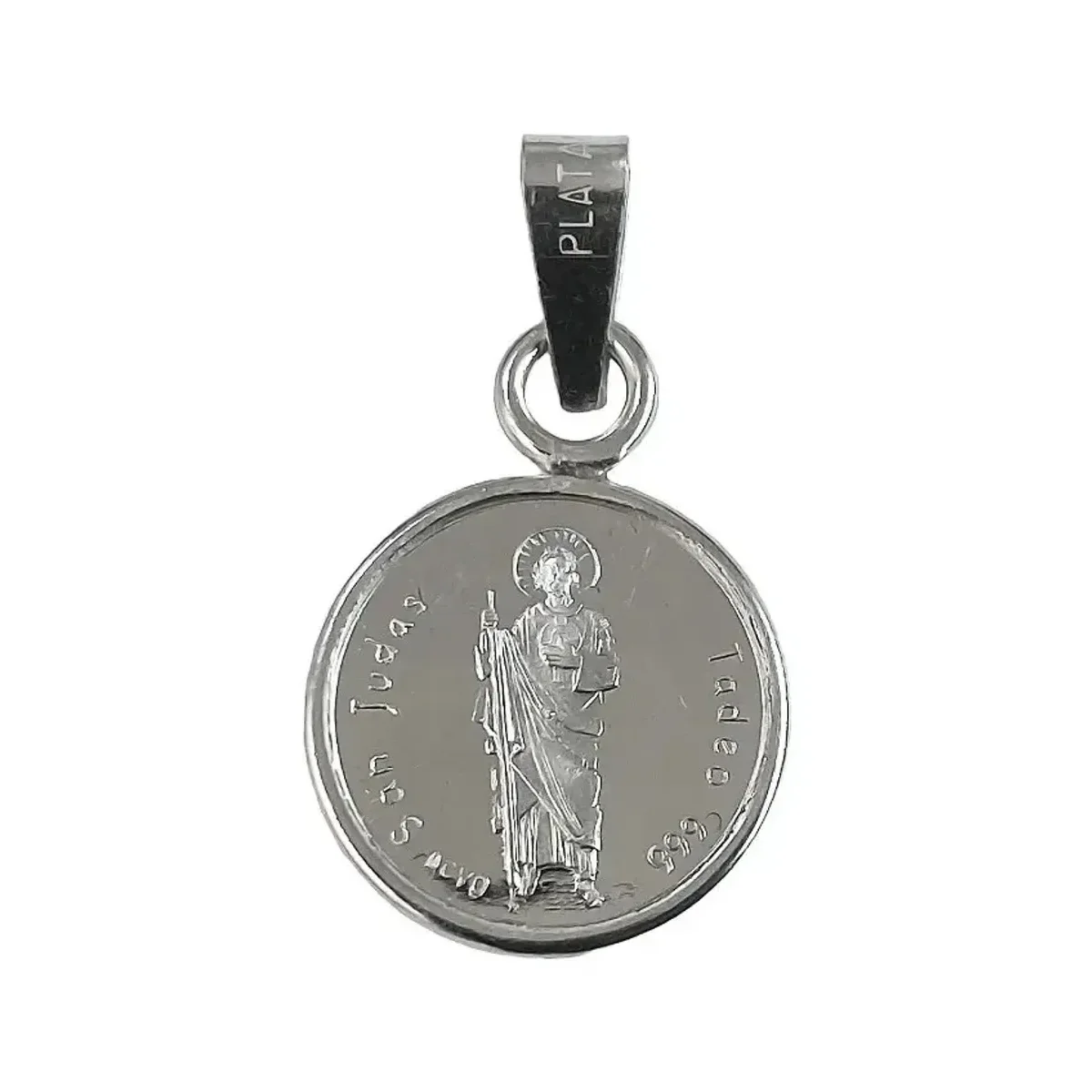 Dije Medalla San Judas Tadeo Plata 999 Acabado Pulido Diseño Religioso - Imagen 3