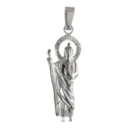 Dije Medalla San Judas Tadeo Plata 925 Artesanal Liso - Imagen 1