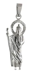 Dije Medalla San Judas Tadeo Plata 925 Artesanal Liso - Imagen 1