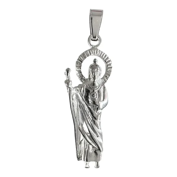 Dije Medalla San Judas Tadeo Plata 925 Artesanal Liso - Imagen 1