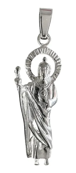 Dije Medalla San Judas Tadeo Plata 925 Artesanal Liso - Imagen 1