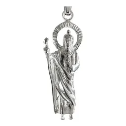 Dije Medalla San Judas Tadeo Plata 925 Artesanal Liso - Imagen 3
