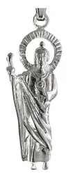Dije Medalla San Judas Tadeo Plata 925 Artesanal Liso - Imagen 3