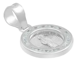 Dije Medalla San Judas Tadeo Plata .925 con Zirconia Blanca - Imagen 3
