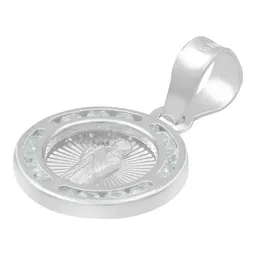 Dije Medalla San Judas Tadeo Plata .925 con Zirconia Blanca - Imagen 4