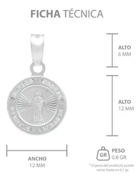 Dije Medalla San Judas Tadeo Plata .925 con Zirconia Blanca - Imagen 7