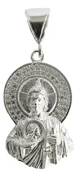 Dije Medalla San Judas Tadeo Plata 999 con Zirconia Brillante - Imagen 1
