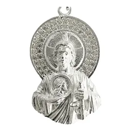 Dije Medalla San Judas Tadeo Plata 925 con Zirconia Brillante - Imagen 3