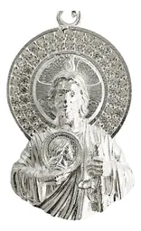 Dije Medalla San Judas Tadeo Plata 999 con Zirconia Brillante - Imagen 3