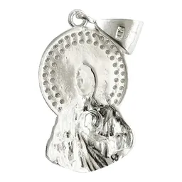Dije Medalla San Judas Tadeo Plata 925 con Zirconia Grabado - Imagen 3
