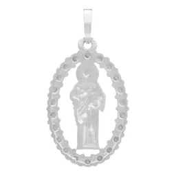 Dije Medalla San Judas Tadeo Plata .925 con Zirconia Transparente - Imagen 2