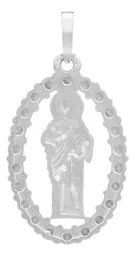 Dije Medalla San Judas Tadeo Plata .925 con Zirconia Transparente - Imagen 2