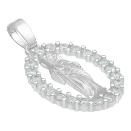 Dije Medalla San Judas Tadeo Plata .925 con Zirconia Transparente - Imagen 3