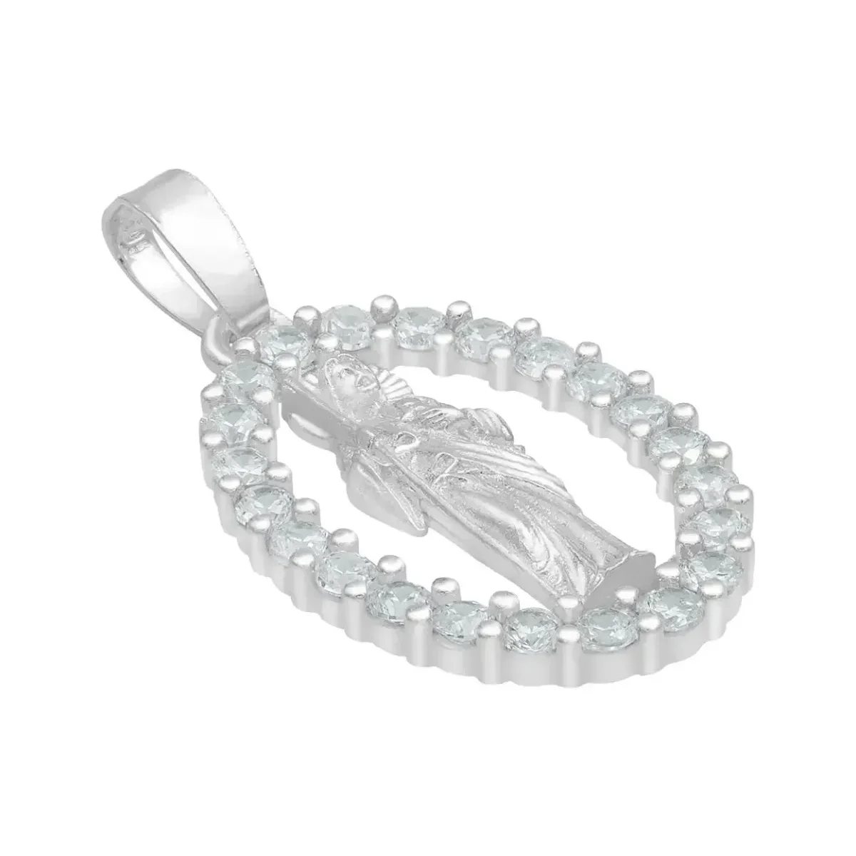 Dije Medalla San Judas Tadeo Plata .925 con Zirconia Transparente - Imagen 3