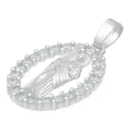 Dije Medalla San Judas Tadeo Plata .925 con Zirconia Transparente - Imagen 4