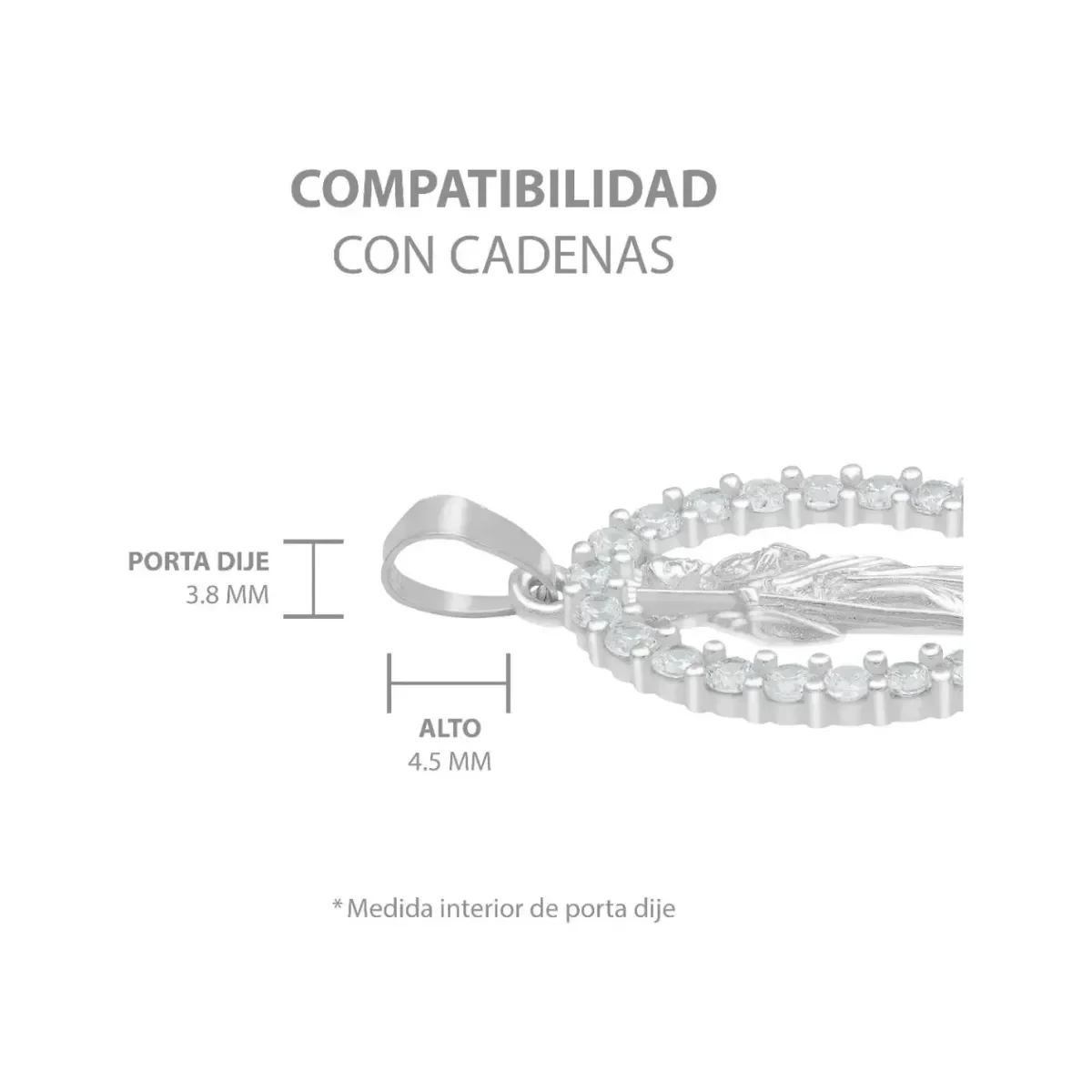Dije Medalla San Judas Tadeo Plata .925 con Zirconia Transparente - Imagen 6