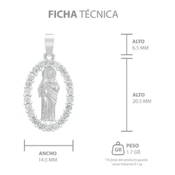 Dije Medalla San Judas Tadeo Plata .925 con Zirconia Transparente - Imagen 7
