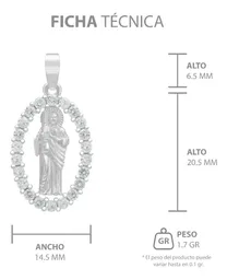 Dije Medalla San Judas Tadeo Plata .925 con Zirconia Transparente - Imagen 7