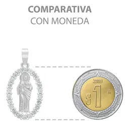 Dije Medalla San Judas Tadeo Plata .925 con Zirconia Transparente - Imagen 8